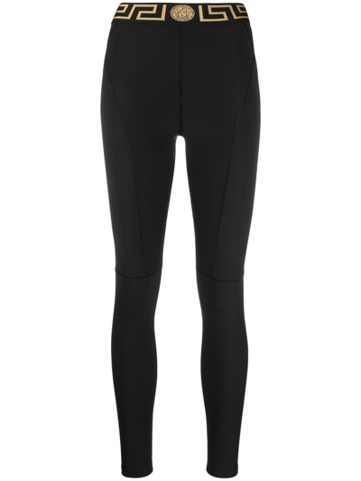 Shop Versace Leggings In Black