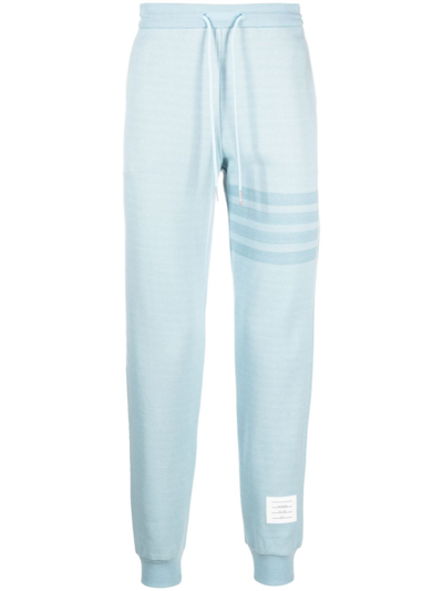 Shop Thom Browne Blue 4-bar Stripe Cotton Track Pants