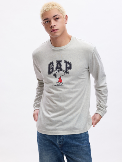 Shop Gap Peanuts Graphic T-shirt In Pale Heather Grey