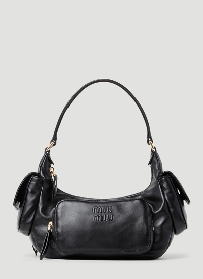 Shop Miu Miu Pocket Shoulder Bag In Black