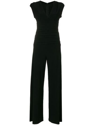 Shop Norma Kamali V-necked Jersey Jumpsuit In Black