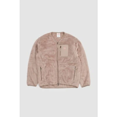 Shop Danton High Pile Fleece Zip Jacket Pink Beige