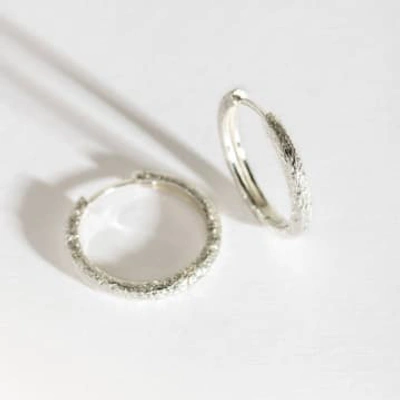 Shop Claire Hill Designs Antique-textured Large Silver Hoop Earrings By Claire Hill In Metallic
