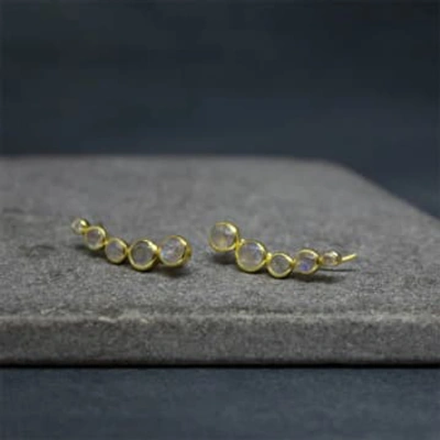 Shop Annie Mundy Ne80 Gold And Labradorite Climber Earrings