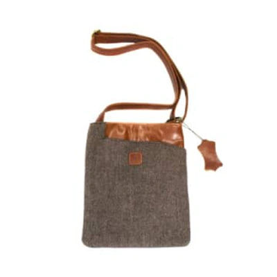 Shop Karabo Herringbone Brown Flat Messenger Bag