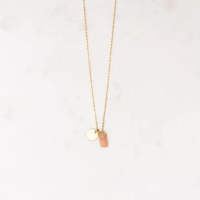 Shop State Of A Peach Short Gem Chip And Circle Necklace