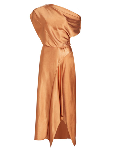 Shop A.l.c Women's Jasmine Draped Satin Midi-dress In Sandstone