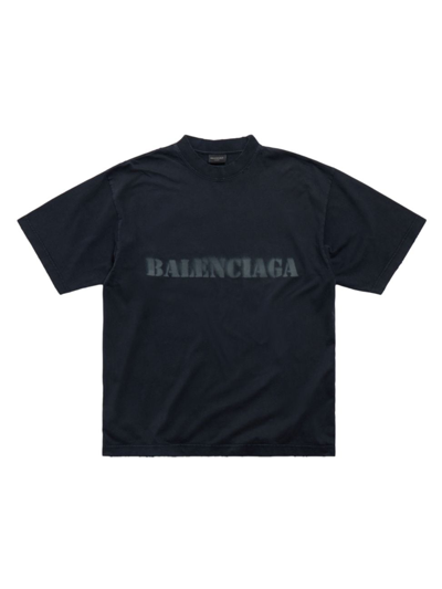 Shop Balenciaga Stencil Type T-shirt Medium Fit In Faded Black