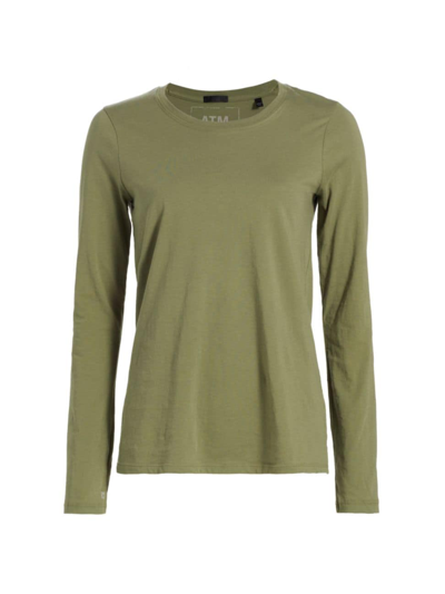 Shop Atm Anthony Thomas Melillo Women's Jersey Cotton Long-sleeve T-shirt In Olive