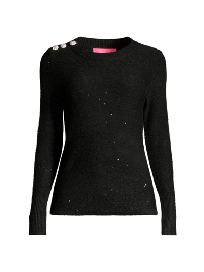 Shop Lilly Pulitzer Women's Morgen Sequined Sweater In Black Metallic