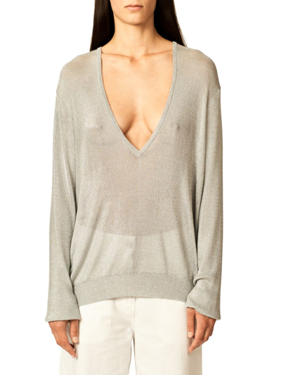 Shop Interior Women's The Croft Shimmer Sweater In Silver