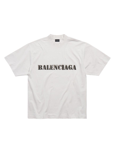 Shop Balenciaga Stencil Type T-shirt Medium Fit In White