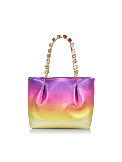 Shop Aquazzura Women's Mini Galactic Gradient Leather Tote Bag In Sunset Light Gold