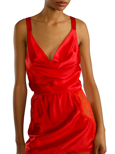 Shop Cynthia Rowley Women's Silk Cowlneck Top In Red