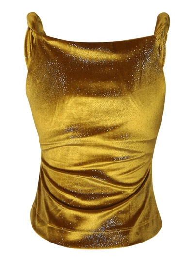 Vivienne Westwood Orb-embroidery Velvet Top In Gold