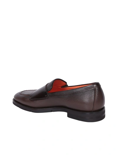 Shop Santoni Brown Leather Loafer