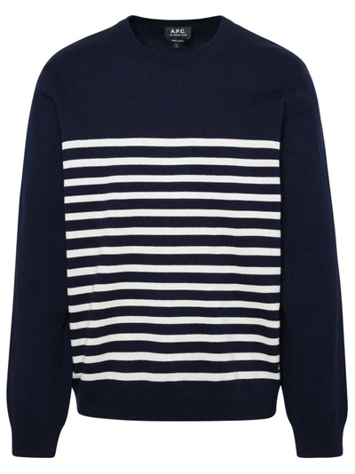 Shop Apc Matthew Stripe Cashmere Blend Sweater In Blue