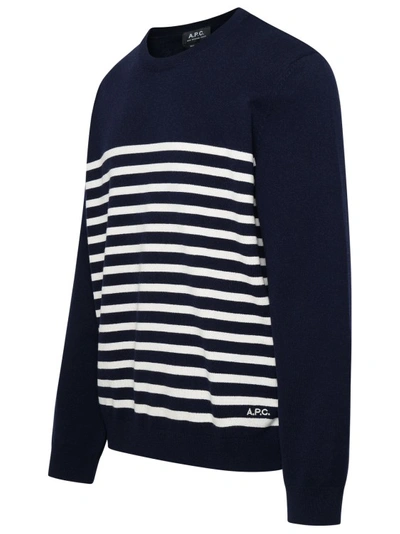Shop Apc Matthew Stripe Cashmere Blend Sweater In Blue