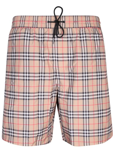 Shop Burberry Vintage Check Pattern Swim Shorts In Pink