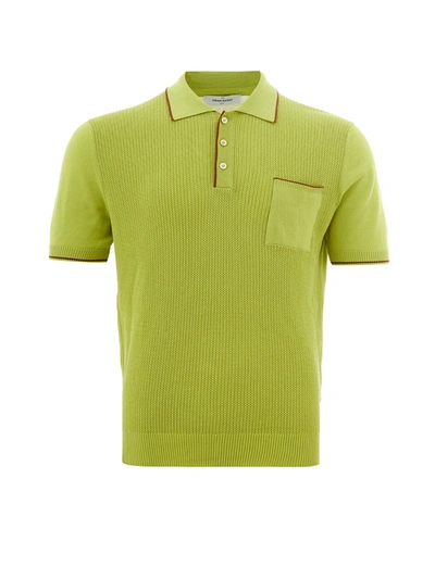 Shop Gran Sasso Neon Green Cotton Knitwear Polo Shirt