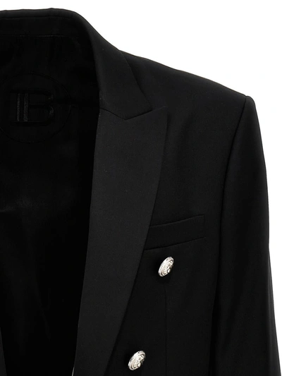 Shop Balmain Logo Button Blazer In Black