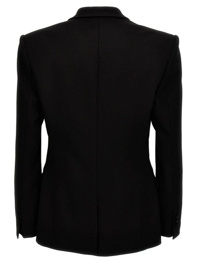 Shop Balmain Single-breasted Satin Wool Blazer In Black