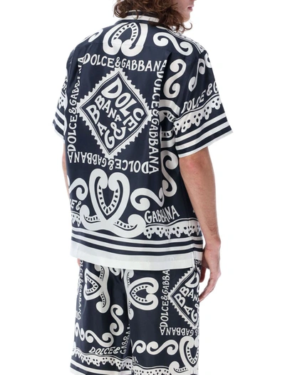 Shop Dolce & Gabbana Bowling Shirt Marina In Blue White