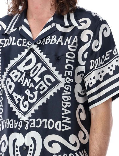 Shop Dolce & Gabbana Bowling Shirt Marina In Blue White