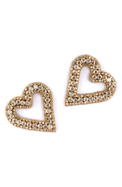 Shop Deepa Gurnani Bia Crystal Pavé Heart Drop Earrings In Gold