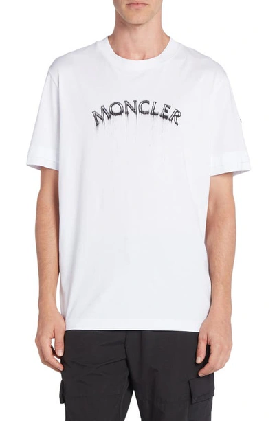 Shop Moncler Logo Cotton Graphic T-shirt In Brilliant White
