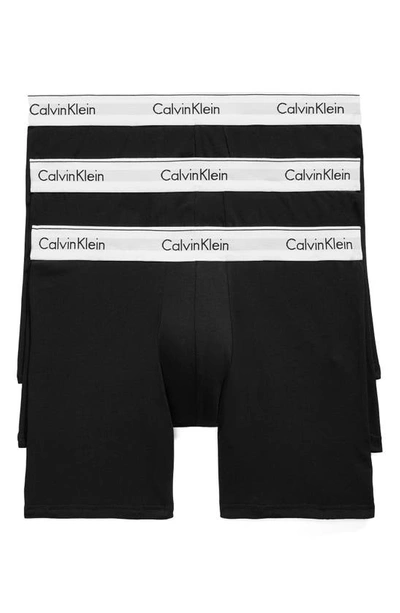 Shop Calvin Klein 3-pack Stretch Cotton Boxer Briefs In 001 Black