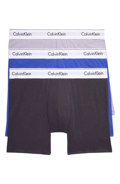 Shop Calvin Klein 3-pack Stretch Cotton Boxer Briefs In Spectrum Blue