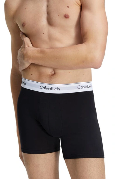 Shop Calvin Klein 3-pack Stretch Cotton Boxer Briefs In 001 Black