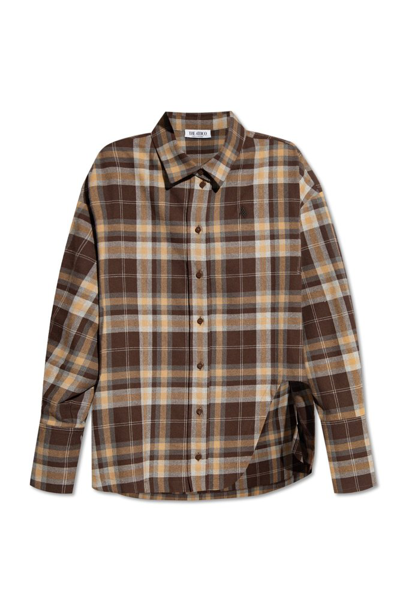 Shop Attico The  Long Sleeved Checked Buttoned Shirt In Brown