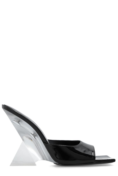 Shop Attico The  Cheope Glossy Wedge Square In Black