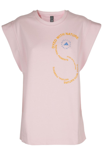 Shop Adidas By Stella Mccartney Logo Printed Crewneck Tank Top In Pink
