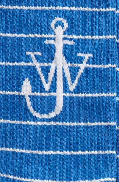 Shop Jw Anderson Stripe Anchor Crew Socks In Azure Blue
