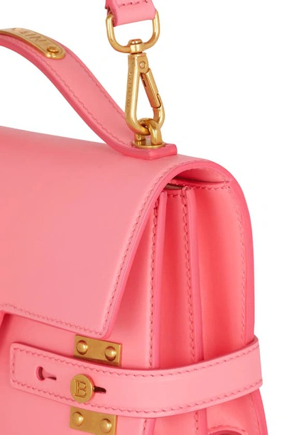 Shop Balmain B-buzz 24 Leather Top Handle Bag In 437 Pink