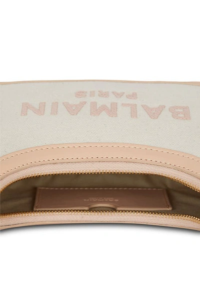 Shop Balmain B-army Canvas & Leather Shoulder Bag In Gru Cream/ Multi