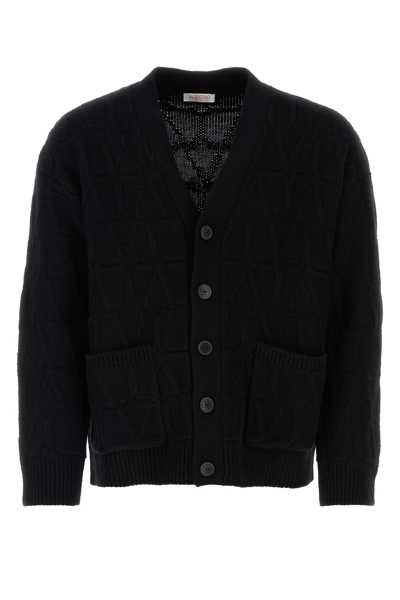 Valentino Textured Wool Cardigan With Embroidered Motif