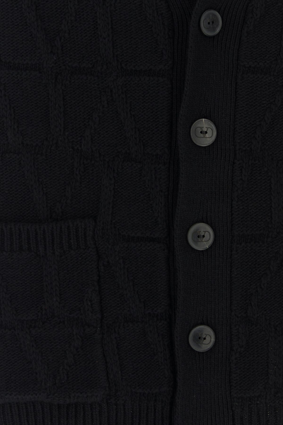 Valentino Textured Wool Cardigan With Embroidered Motif