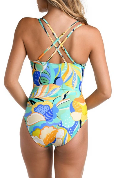 Shop La Blanca Lace-up Underwire One-piece Swimsuit In Multi