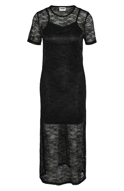 Shop Noisy May Carota Lace Overlay Dress In Black