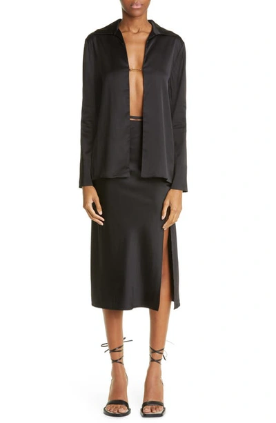 Shop Jacquemus La Jupe Notte Satin Skirt In Black