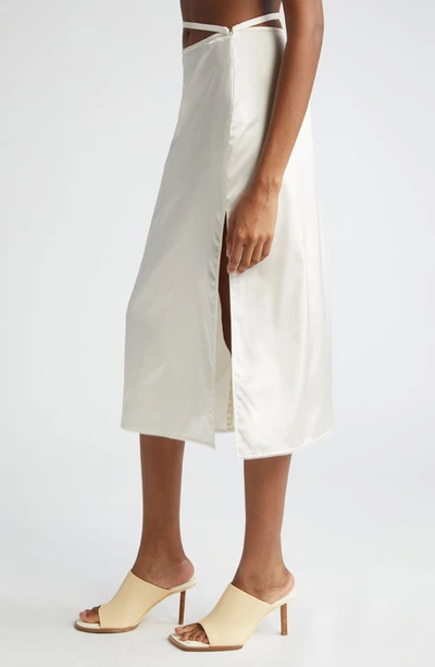 Shop Jacquemus La Jupe Notte Satin Skirt In Off-white