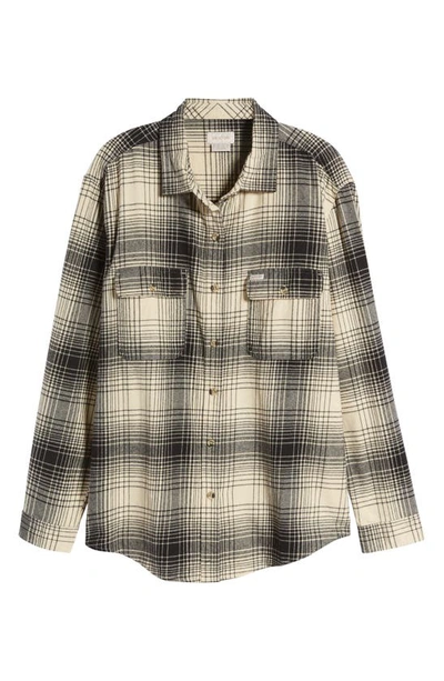 Shop Brixton Bowery Flannel Button-up Shirt In Biscotti/ Black