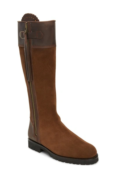 Shop Penelope Chilvers Inclement Long Tassel Waterproof Knee High Boot In Dark Oak