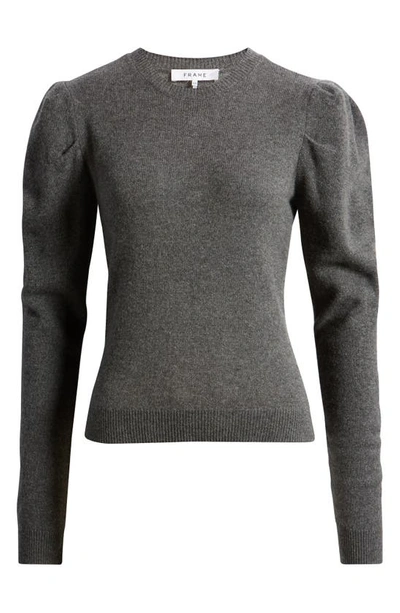 Shop Frame Puff Shoulder Cashmere & Wool Sweater In Dark Gris Heather