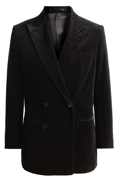 Shop Blk Dnm 77 Double Breasted Cotton Sport Coat In Black Velvet