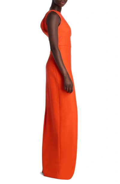 Shop St John Cowl Back Sleeveless Wool Gown In Persimmon